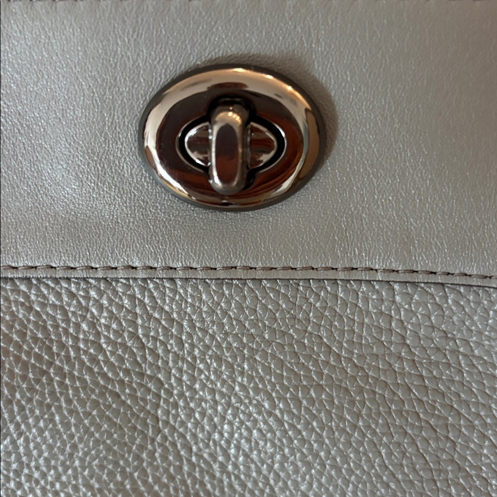Coach Leather and Suede Shoulder Bag in Dove Gray with Gun Metal Hardware - Picture 10 of 16